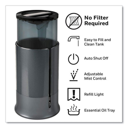 Filter Free Ultrasonic Cool Mist Humidifier, 1.25 gal Tank Capacity, 8.8 x 8.8 x 13.2, Black