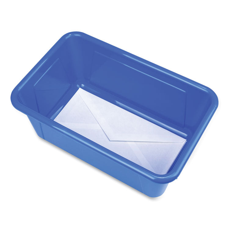 Cubby Bin with Lid, 2 gal, 8.2 x 12.5 x 11.5, Blue, 5/Pack