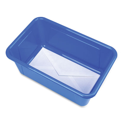 Cubby Bin with Lid, 2 gal, 8.2 x 12.5 x 11.5, Blue, 5/Pack