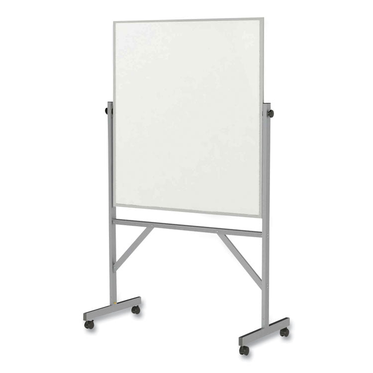 Reversible Magnetic Porcelain Whiteboard with Aluminum Frame, 36" x 48", White Surface, Satin Aluminum Frame