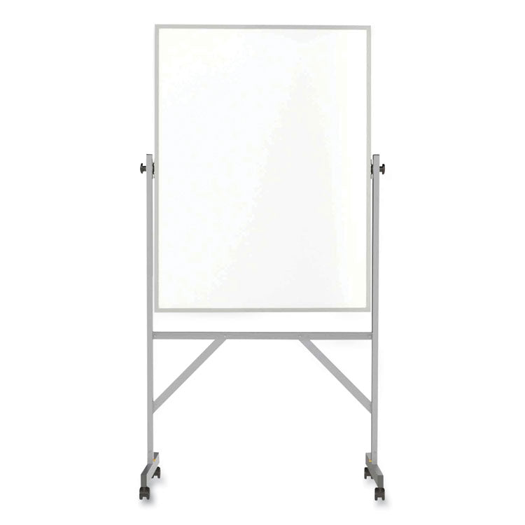 Reversible Magnetic Porcelain Whiteboard with Aluminum Frame, 36" x 48", White Surface, Satin Aluminum Frame