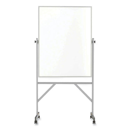 Reversible Magnetic Porcelain Whiteboard with Aluminum Frame, 36" x 48", White Surface, Satin Aluminum Frame