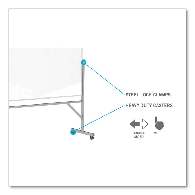 Reversible Magnetic Porcelain Whiteboard with Aluminum Frame, 36" x 48", White Surface, Satin Aluminum Frame