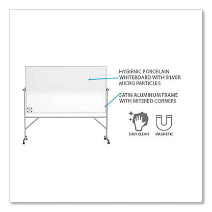 Reversible Magnetic Hygienic Porcelain Whiteboard with Aluminum Frame, 48" x 36", White Surface, Satin Aluminum Frame