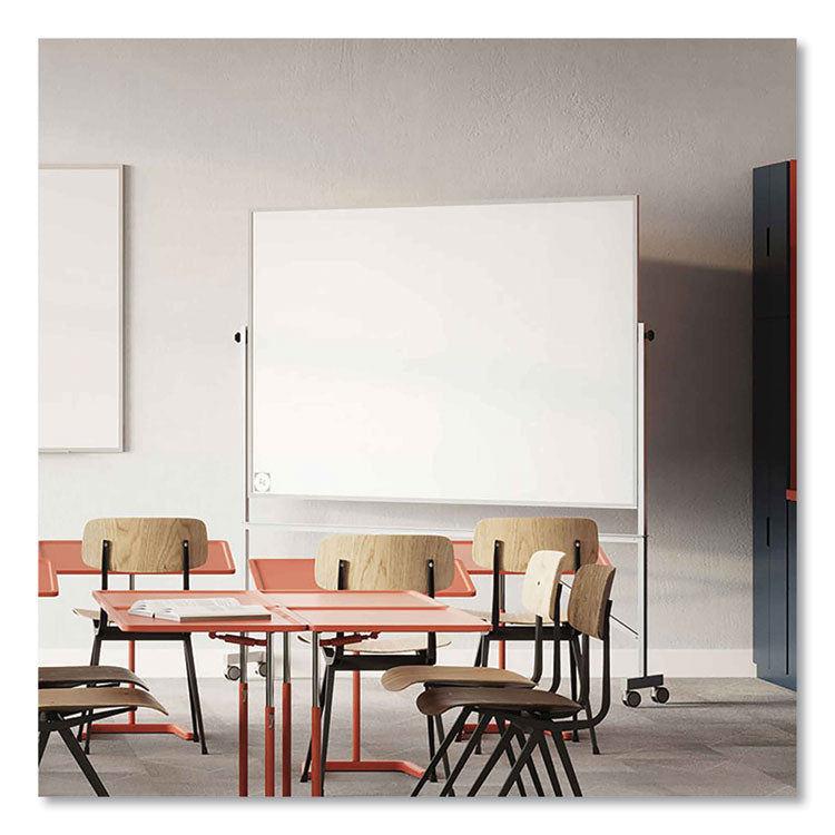 Reversible Magnetic Hygienic Porcelain Whiteboard with Aluminum Frame, 48" x 36", White Surface, Satin Aluminum Frame
