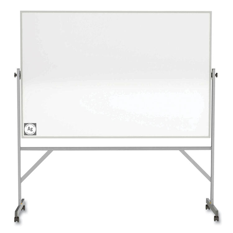 Reversible Magnetic Hygienic Porcelain Whiteboard with Aluminum Frame, 72" x 48", White Surface, Satin Aluminum Frame