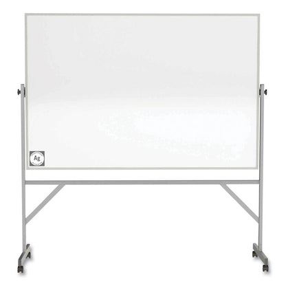 Reversible Magnetic Hygienic Porcelain Whiteboard with Aluminum Frame, 72" x 48", White Surface, Satin Aluminum Frame