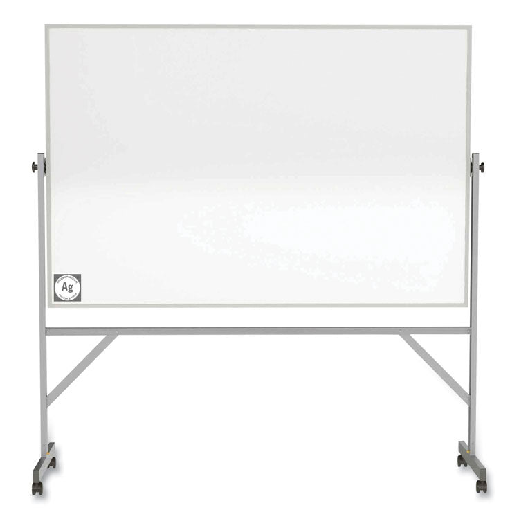 Reversible Magnetic Hygienic Porcelain Whiteboard with Aluminum Frame, 96" x 48", White Surface, Satin Aluminum Frame