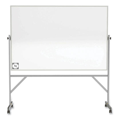 Reversible Magnetic Hygienic Porcelain Whiteboard with Aluminum Frame, 96" x 48", White Surface, Satin Aluminum Frame
