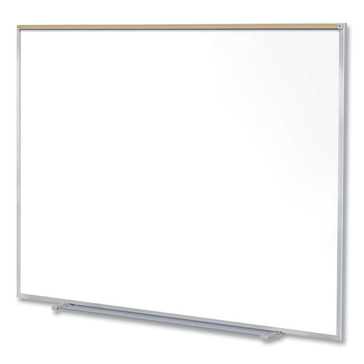 Magnetic Porcelain Whiteboard with Aluminum Frame and Maprail, 72.5" x 60.47", White Surface, Satin Aluminum Frame