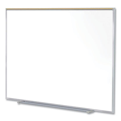 Magnetic Porcelain Whiteboard with Aluminum Frame and Maprail, 72.5" x 60.47", White Surface, Satin Aluminum Frame