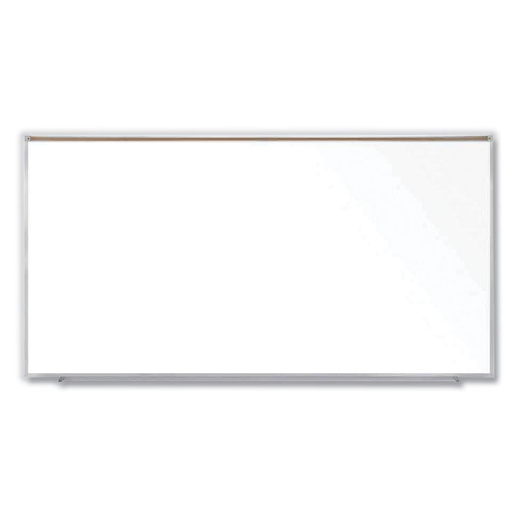 Magnetic Porcelain Whiteboard with Aluminum Frame and Maprail, 120.59" x 60.47", White Surface, Satin Aluminum Frame