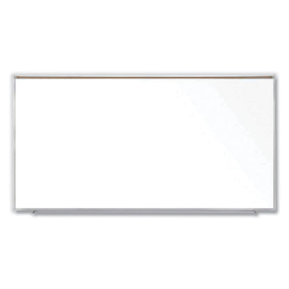 Magnetic Porcelain Whiteboard with Aluminum Frame and Maprail, 120.59" x 60.47", White Surface, Satin Aluminum Frame