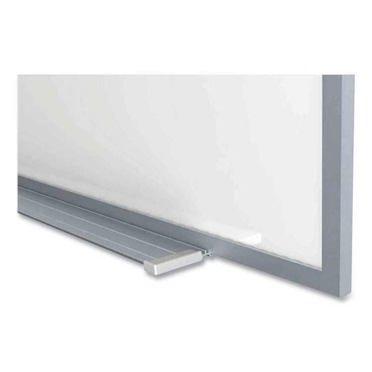 Magnetic Porcelain Whiteboard with Aluminum Frame and Maprail, 120.59" x 60.47", White Surface, Satin Aluminum Frame