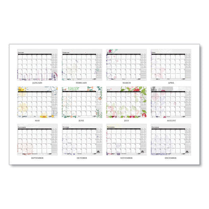 Recycled Desk Pad Calendar, Wild Flowers Artwork, 22 x 17, White Sheets, Black Binding/Corners,12-Month (Jan-Dec): 2026