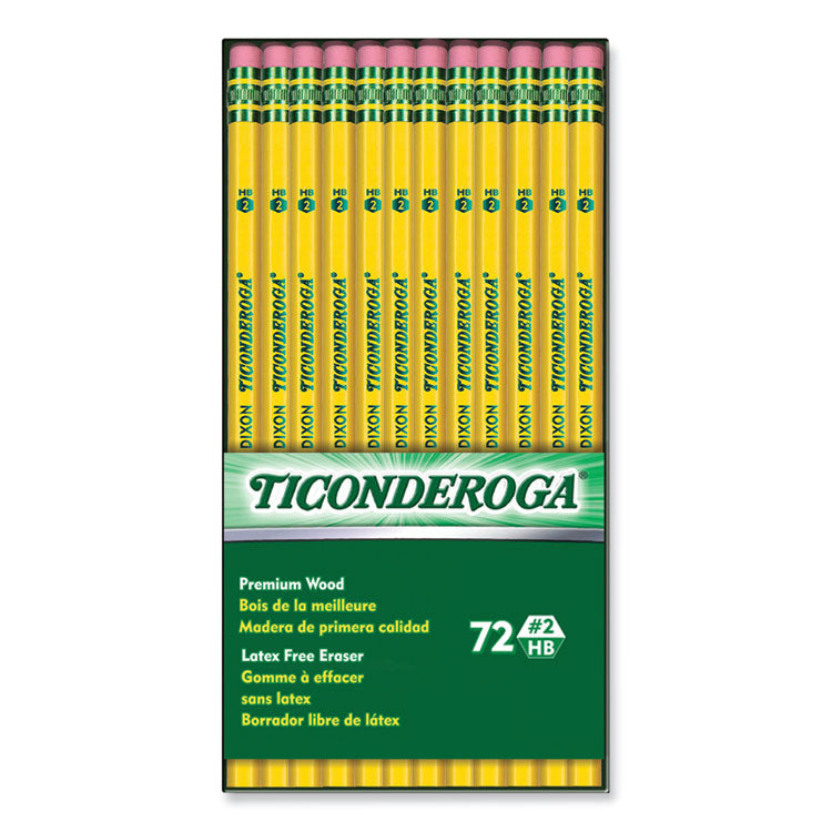 Pencils, HB (#2), Black Lead/Yellow Barrel, 72/Pack