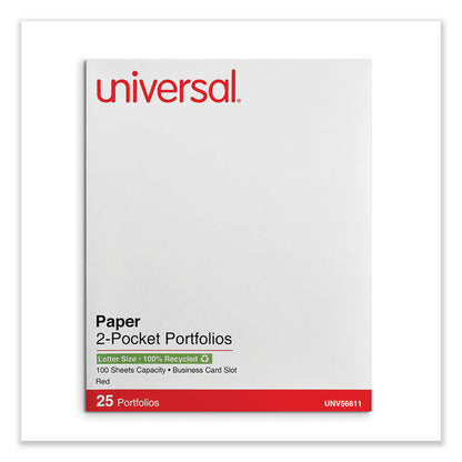 Two-Pocket Portfolios with Textured Covers, Accommodates 11 x 8.5 Sheets, Red, 25/Box
