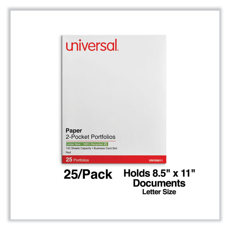 Two-Pocket Portfolios with Textured Covers, Accommodates 11 x 8.5 Sheets, Red, 25/Box