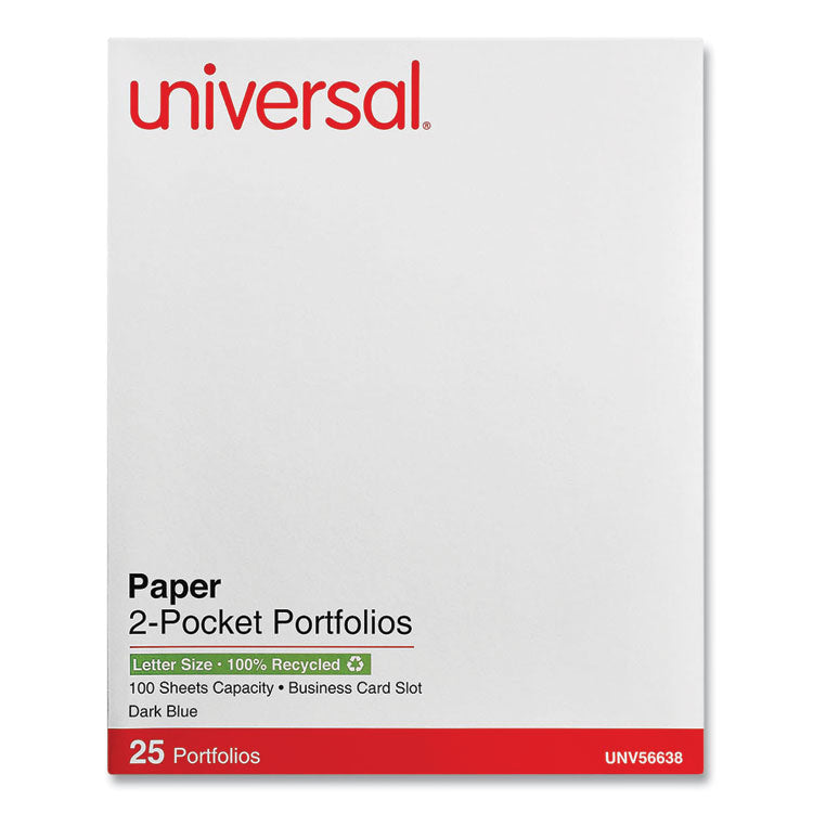 Two-Pocket Portfolios with Textured Covers, Accommodates 11 x 8.5 Sheets, Dark Blue, 25/Box