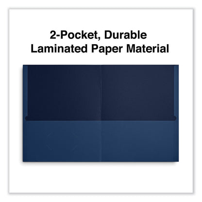 Two-Pocket Portfolios with Textured Covers, Accommodates 11 x 8.5 Sheets, Dark Blue, 25/Box