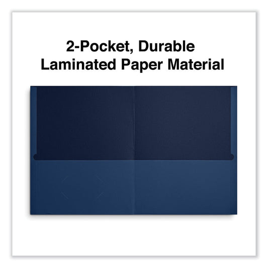 Two-Pocket Portfolios with Textured Covers, Accommodates 11 x 8.5 Sheets, Dark Blue, 25/Box