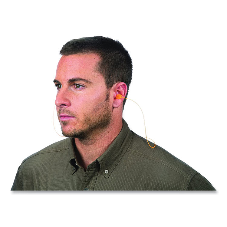 TrustFit Pod Corded Reusable Foam Earplugs, 28 dB NRR, One Size Fits Most, Orange/Red Spherical Pod Plugs, 1,000/Carton
