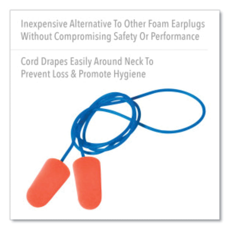 X-TREME Corded Disposable Earplugs, Corded, 32 dB NRR, One Size Fits Most, Orange Bullet Plugs, 1,000/Carton