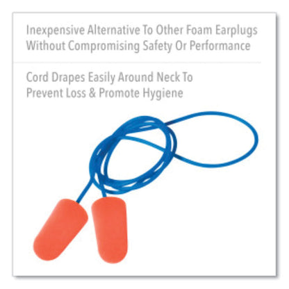 X-TREME Corded Disposable Earplugs, Corded, 32 dB NRR, One Size Fits Most, Orange Bullet Plugs, 1,000/Carton