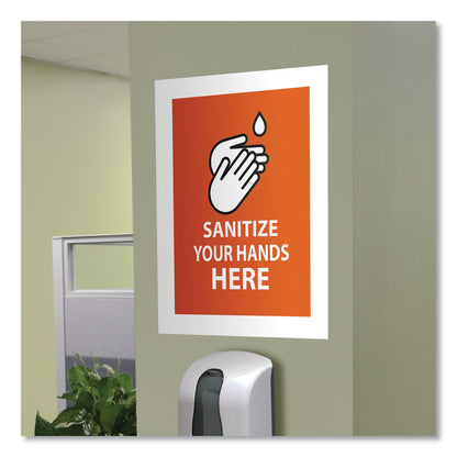 Self Adhesive Sign Holders, 11 x 17, Clear with White Border, 2/Pack