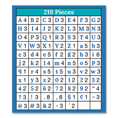 EZ Letter Combo Packs, 4" Tall, White Characters, Black Background, 219 Pieces