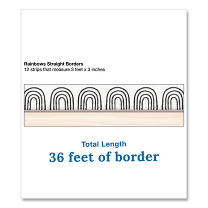 Straight Borders, Rainbows, 3" x 3 ft, Black/White/Cream, 12/Pack