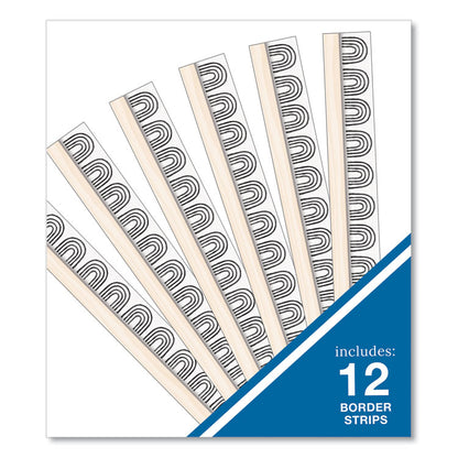 Straight Borders, Rainbows, 3" x 3 ft, Black/White/Cream, 12/Pack