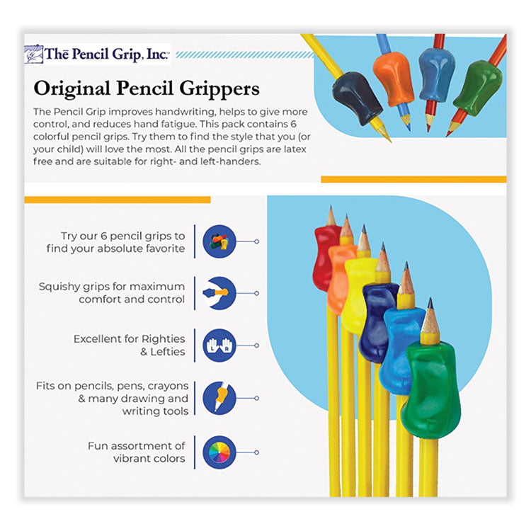 Original Grip, 2.1" Long, Assorted Colors, 6/Pack