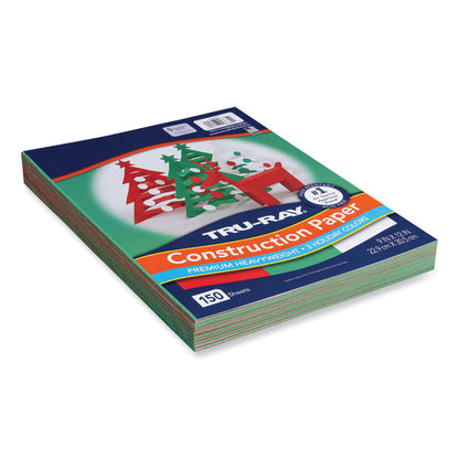 Tru-Ray Construction Paper, 70 lb Text Weight, 9 x 12, Assorted Holiday Colors, 150/Pack
