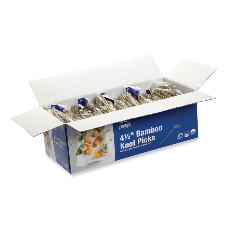 Knotted Bamboo Pick, Paper, 4.5", Natural, 100/Pack, 10 Packs/Carton