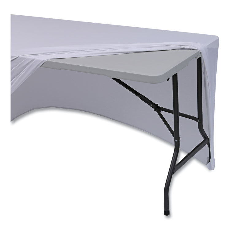 iGear Fabric Table Cover, Polyester/Spandex, 30" x 72", White