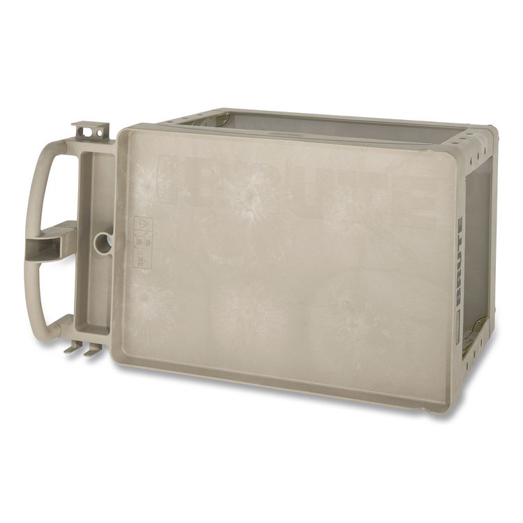 BRUTE Heavy-Duty Utility Cart with Lipped Shelves, Plastic, 2 Shelves, 500 lb Capacity, 17.13" x 38.5" x 38.88", Beige