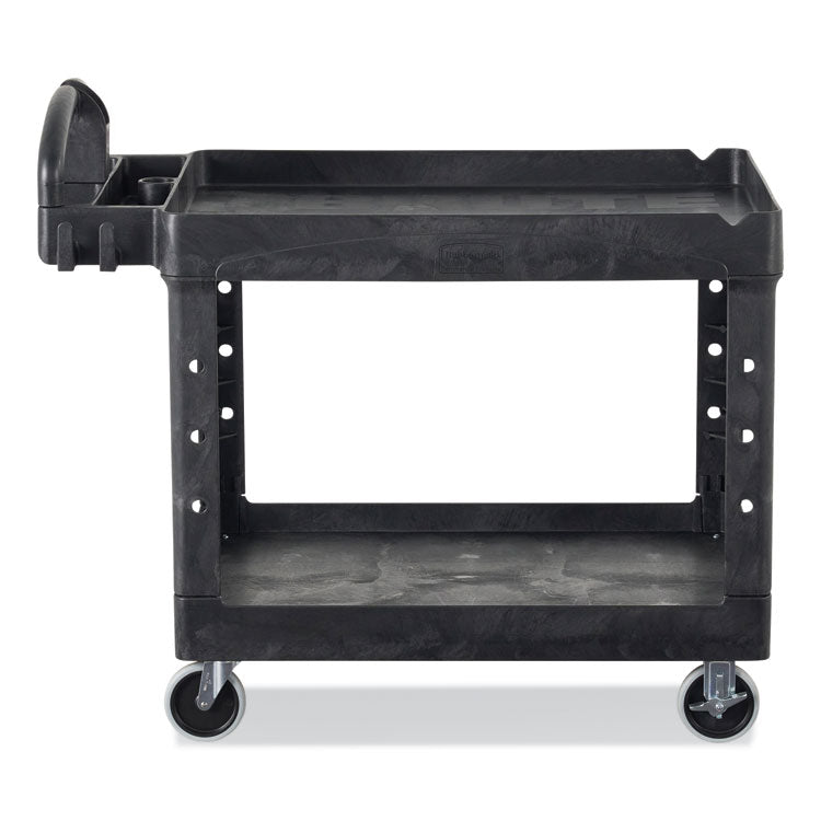 BRUTE Heavy-Duty Utility Cart with Lipped Shelves, Plastic, 2 Shelves, 500 lb Capacity, 25.9" x 45.2" x 32.2",  Black