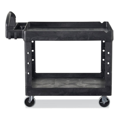 BRUTE Heavy-Duty Utility Cart with Lipped Shelves, Plastic, 2 Shelves, 500 lb Capacity, 25.9" x 45.2" x 32.2",  Black