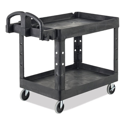 BRUTE Heavy-Duty Utility Cart with Lipped Shelves, Plastic, 2 Shelves, 500 lb Capacity, 25.9" x 45.2" x 32.2",  Black
