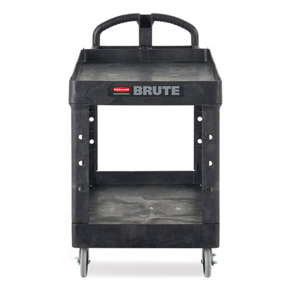 BRUTE Heavy-Duty Utility Cart with Lipped Shelves, Plastic, 2 Shelves, 500 lb Capacity, 25.9" x 45.2" x 32.2",  Black