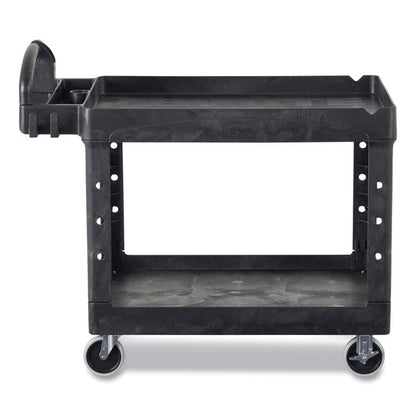 BRUTE Heavy-Duty Utility Cart with Lipped Shelves, Plastic, 2 Shelves, 750 lb Capacity, 25.25" x 54" x 39.25", Black