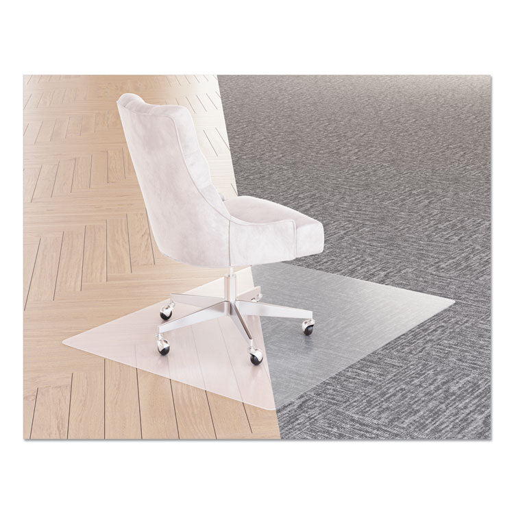 SuperGrip Chair Mat for Flat to Low Pile Carpeted and Hard Floors, Rectangular, 48" x 36", Clear, Ships Rolled