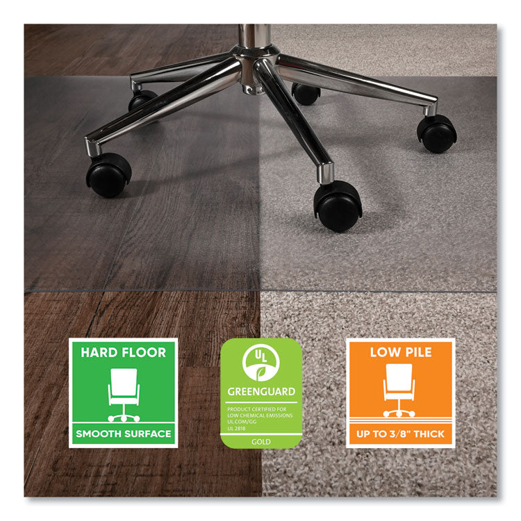 SuperGrip Chair Mat for Flat to Low Pile Carpeted and Hard Floors, Rectangular, 48" x 36", Clear, Ships Rolled