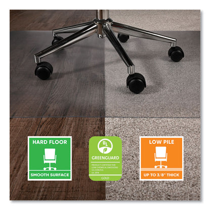 SuperGrip Chair Mat for Flat to Low Pile Carpeted and Hard Floors, Rectangular, 48" x 36", Clear, Ships Rolled