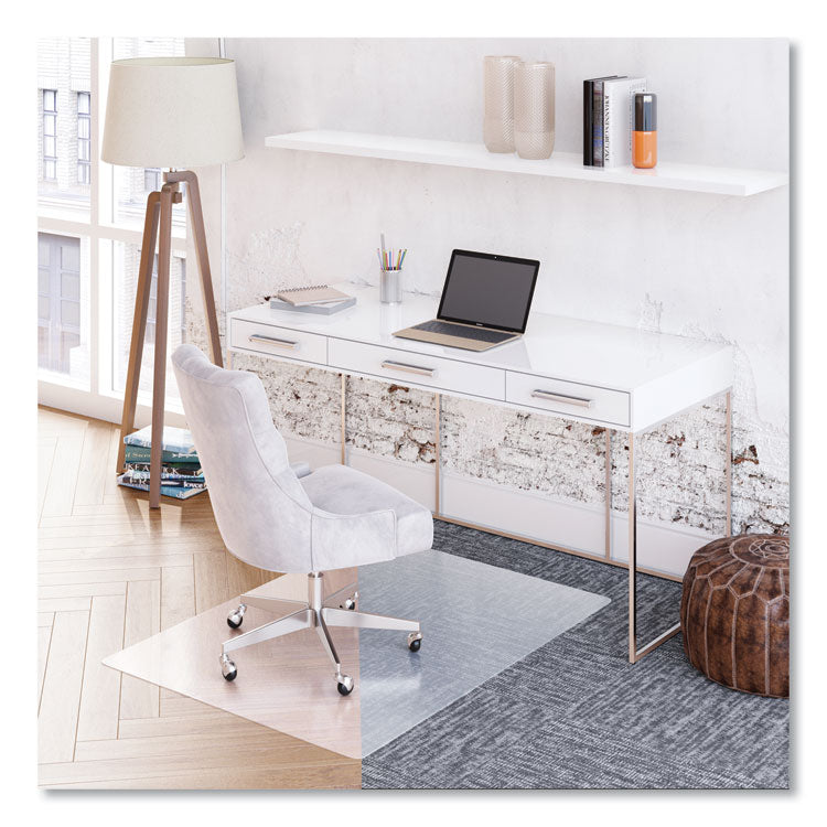 SuperGrip Chair Mat for Flat to Low Pile Carpeted and Hard Floors, Rectangular, 48" x 36", Clear, Ships Rolled