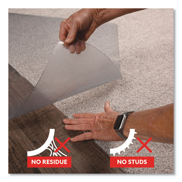 SuperGrip Chair Mat for Flat to Low Pile Carpeted and Hard Floors, Rectangular, 48" x 36", Clear, Ships Rolled