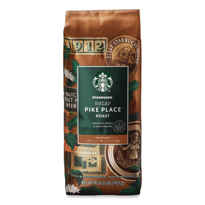 Whole Bean Coffee, Decaffeinated, Pike Place, 1 lb, Bag