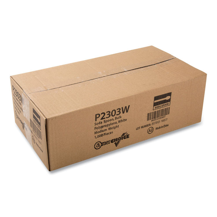 Soda Spoon, Mediumweight, Plastic, 7.87", White, 1,000/Carton