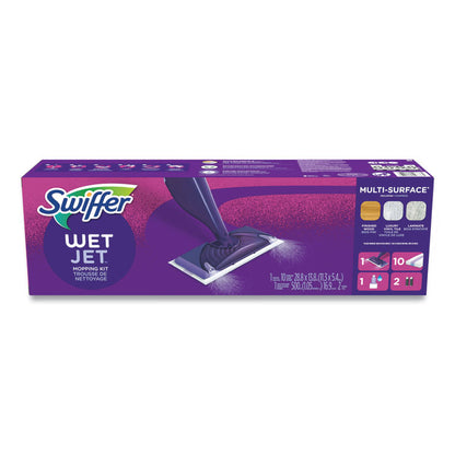 WetJet Mop Starter Kit with 10 Pads and 1 Cleaner, 11.3 x 5.4 Head, Silver Handle
